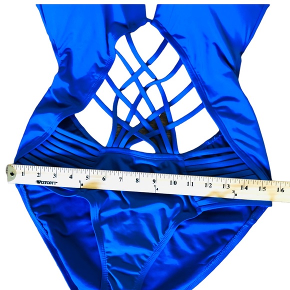 Blue Halter Onepiece Swimsuit - Picture 5 of 10